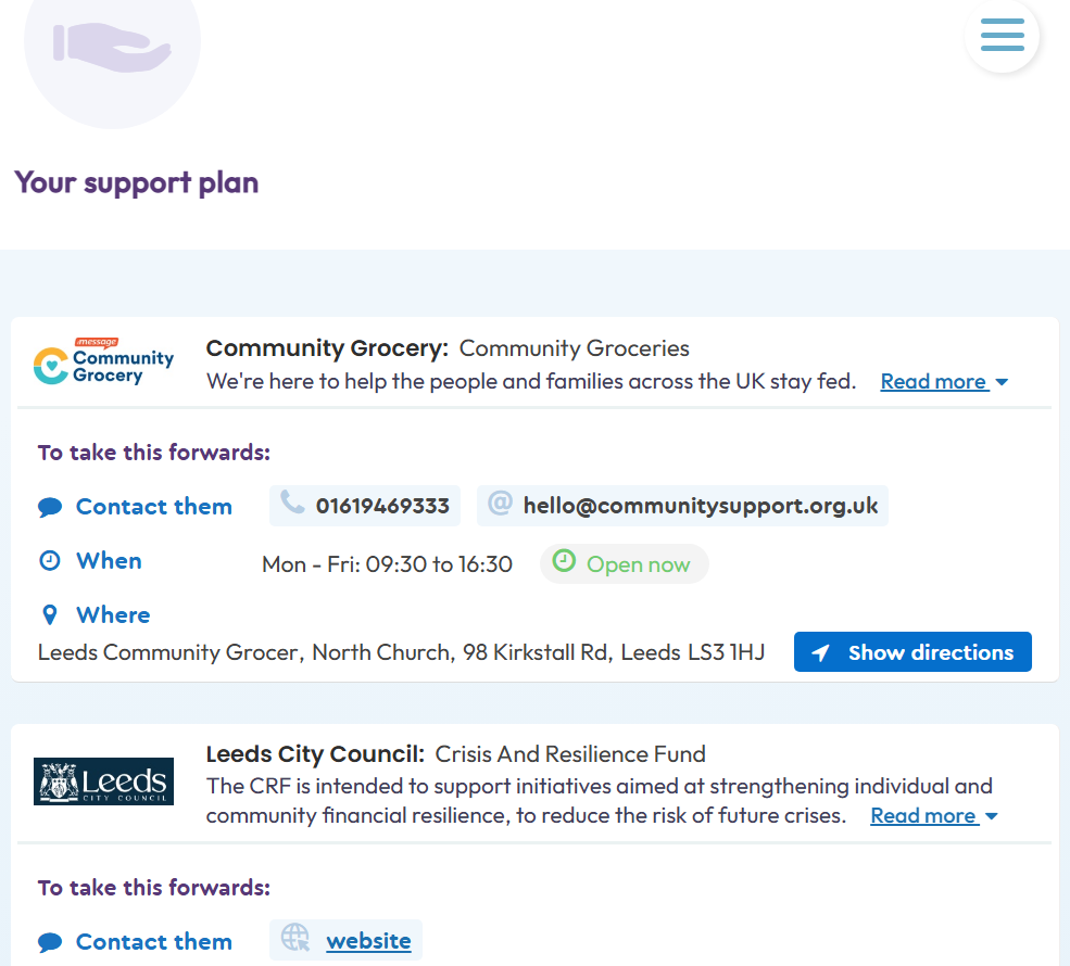 Step presents tailored support options from local services